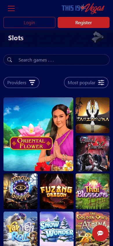 This Is Vegas Casino games area on mobile