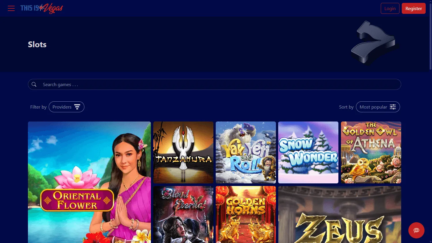 This Is Vegas Casino games area on desktop