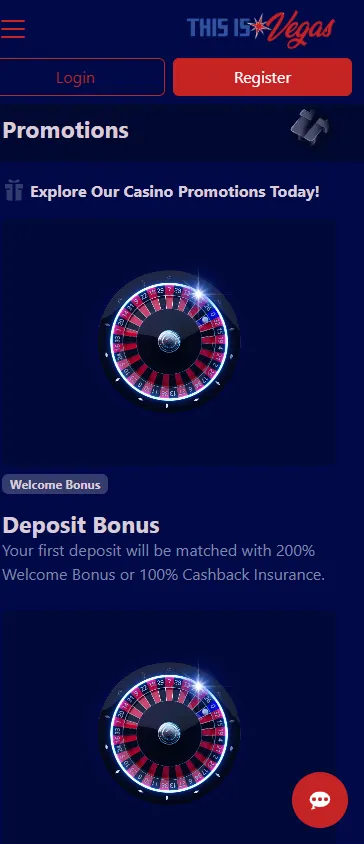 This Is Vegas Casino promotions area on mobile